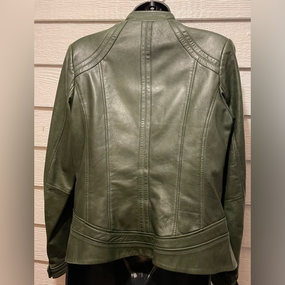 Green Leather Moto Jacket - Picture 3 of 3